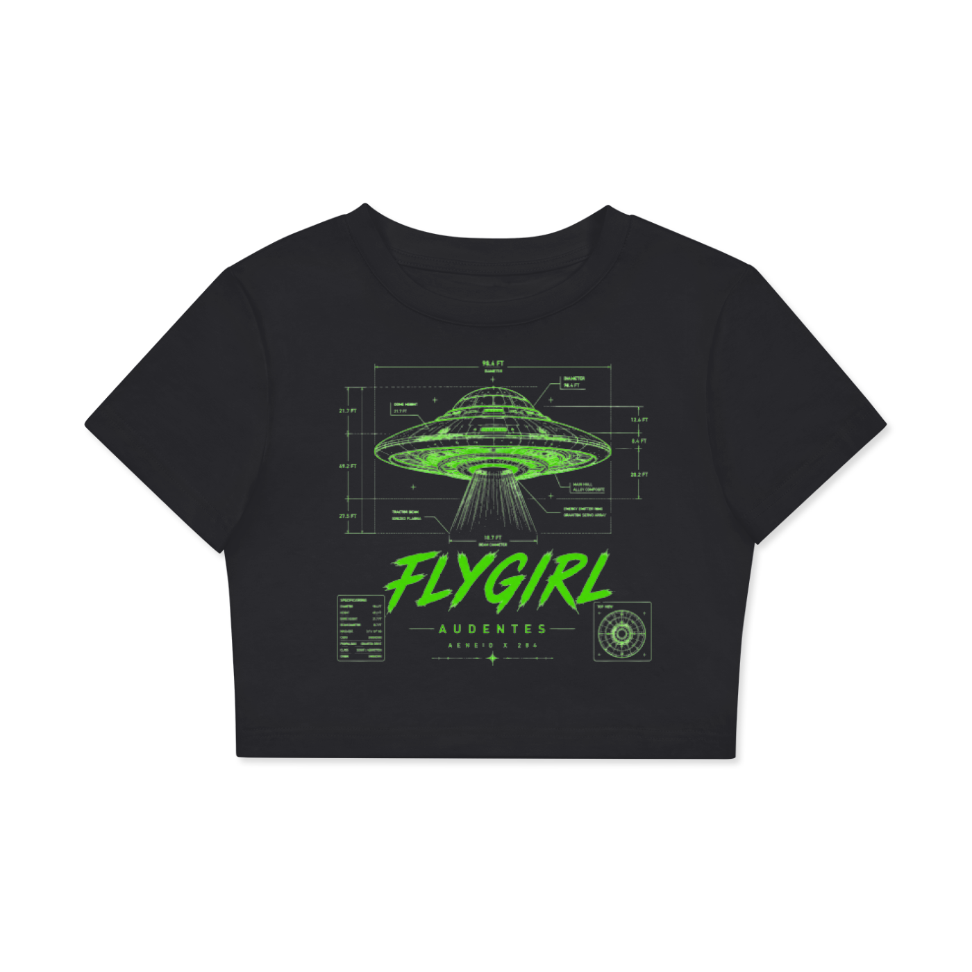 FLYGIRL Saucer Blue Print Fitted Crop Top