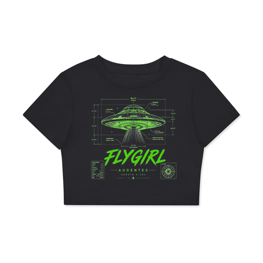 FLYGIRL Saucer Blue Print Fitted Crop Top