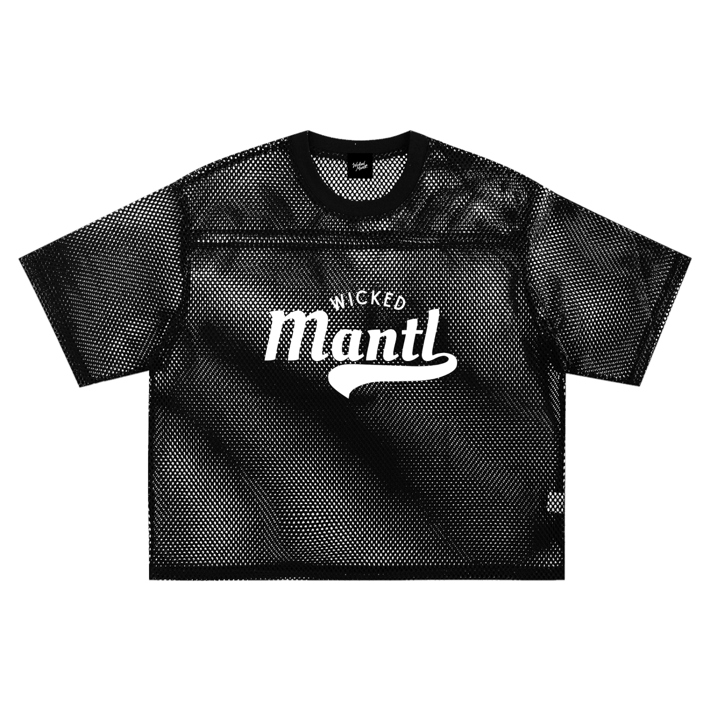 Vintage Branded Black See-through boxy net jersey