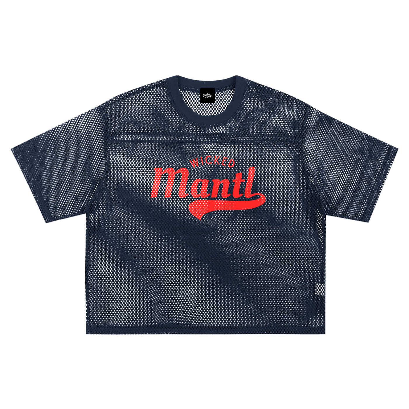 Navy Blue See-through boxy net jersey